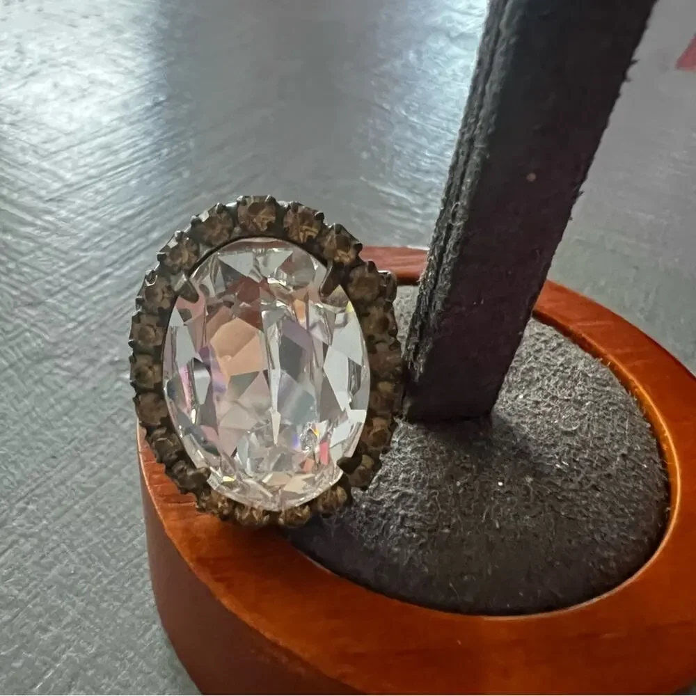 Sorrelli Crystal Brass Tone Ring Size 7 Adjustable